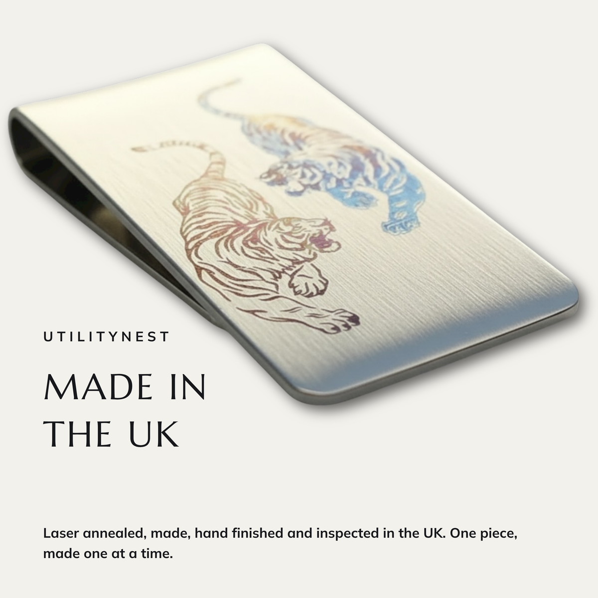 TIGER EQUINOX money clip made and hand finished in the UK
