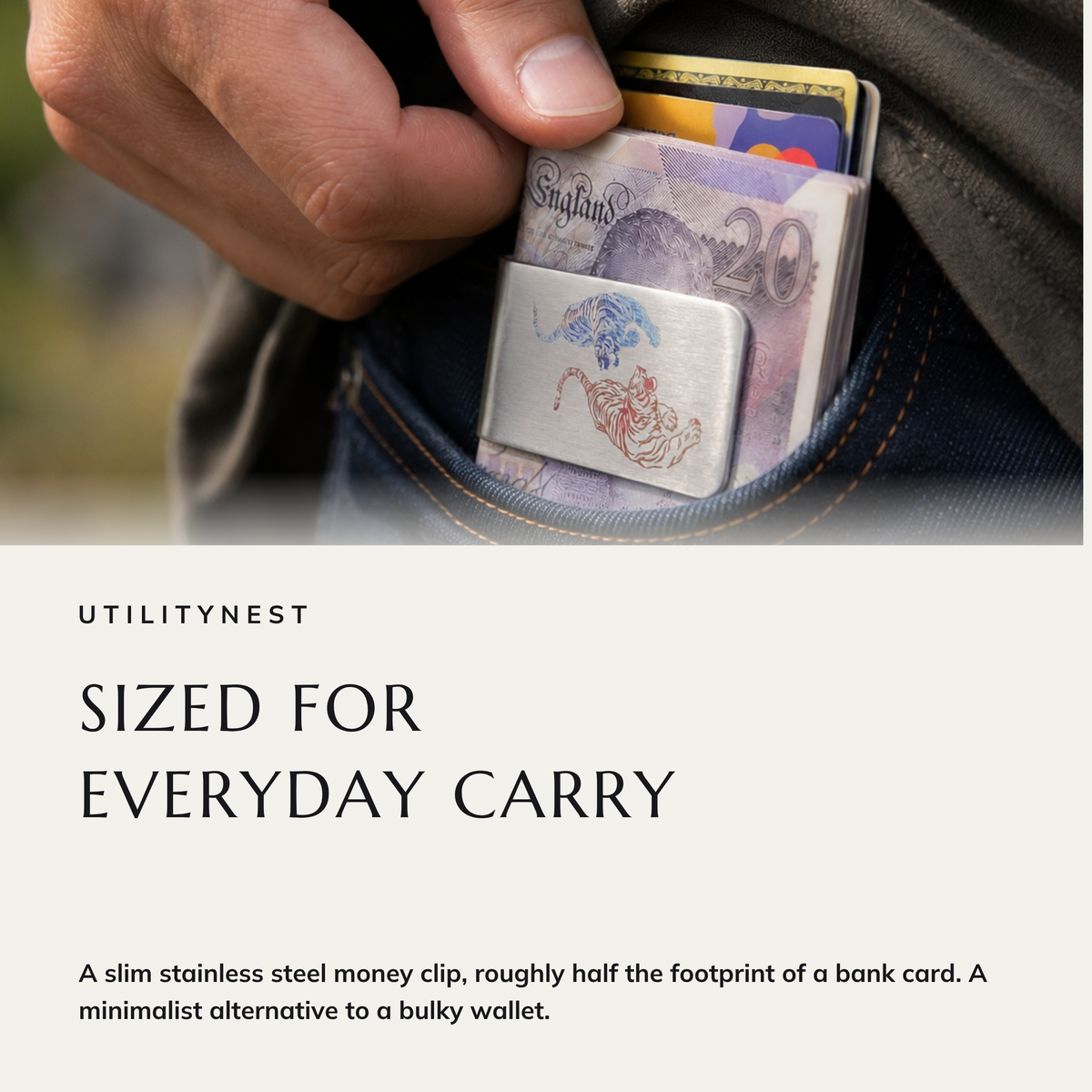 TIGER EQUINOX money clip in everyday use