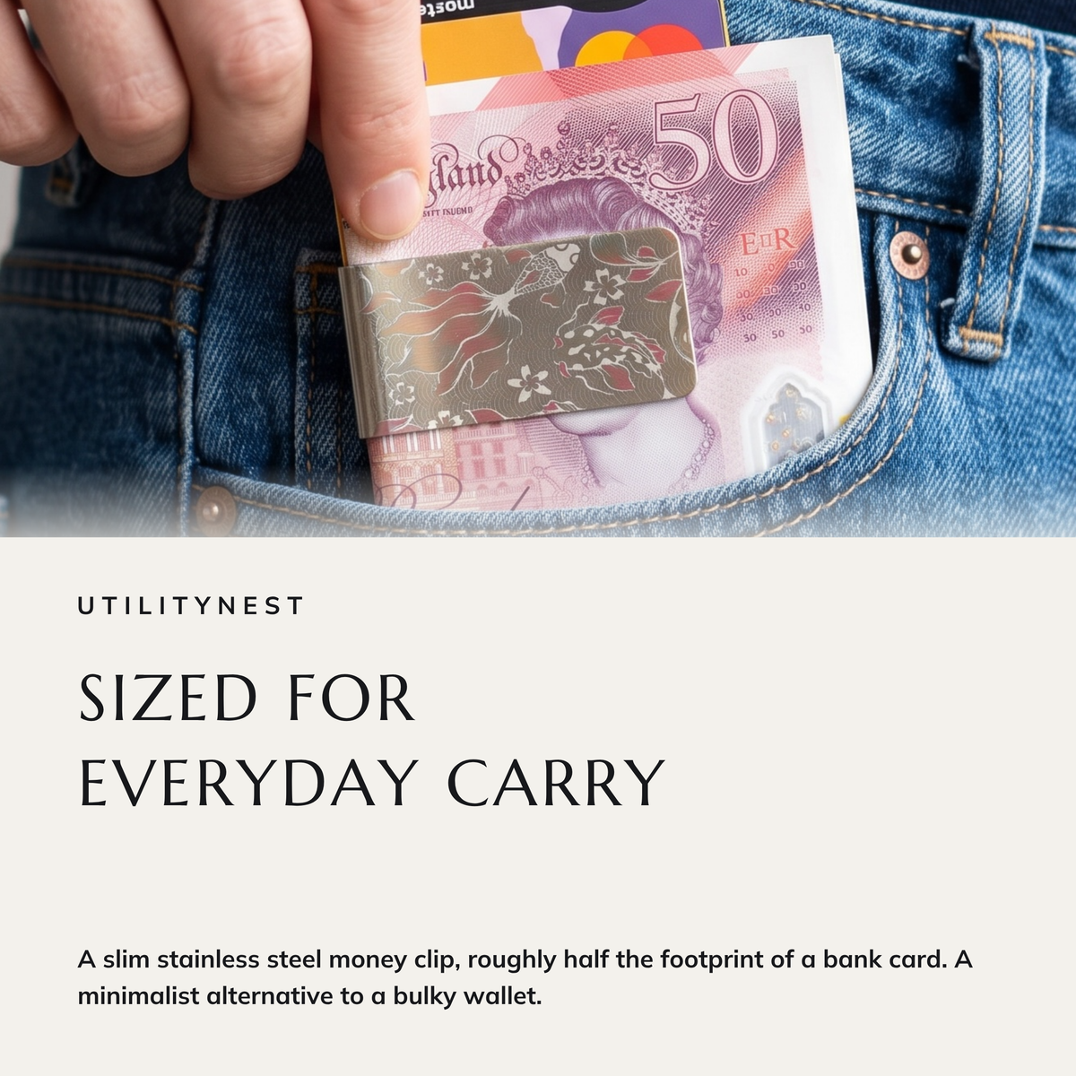 UPSTREAM money clip in everyday use