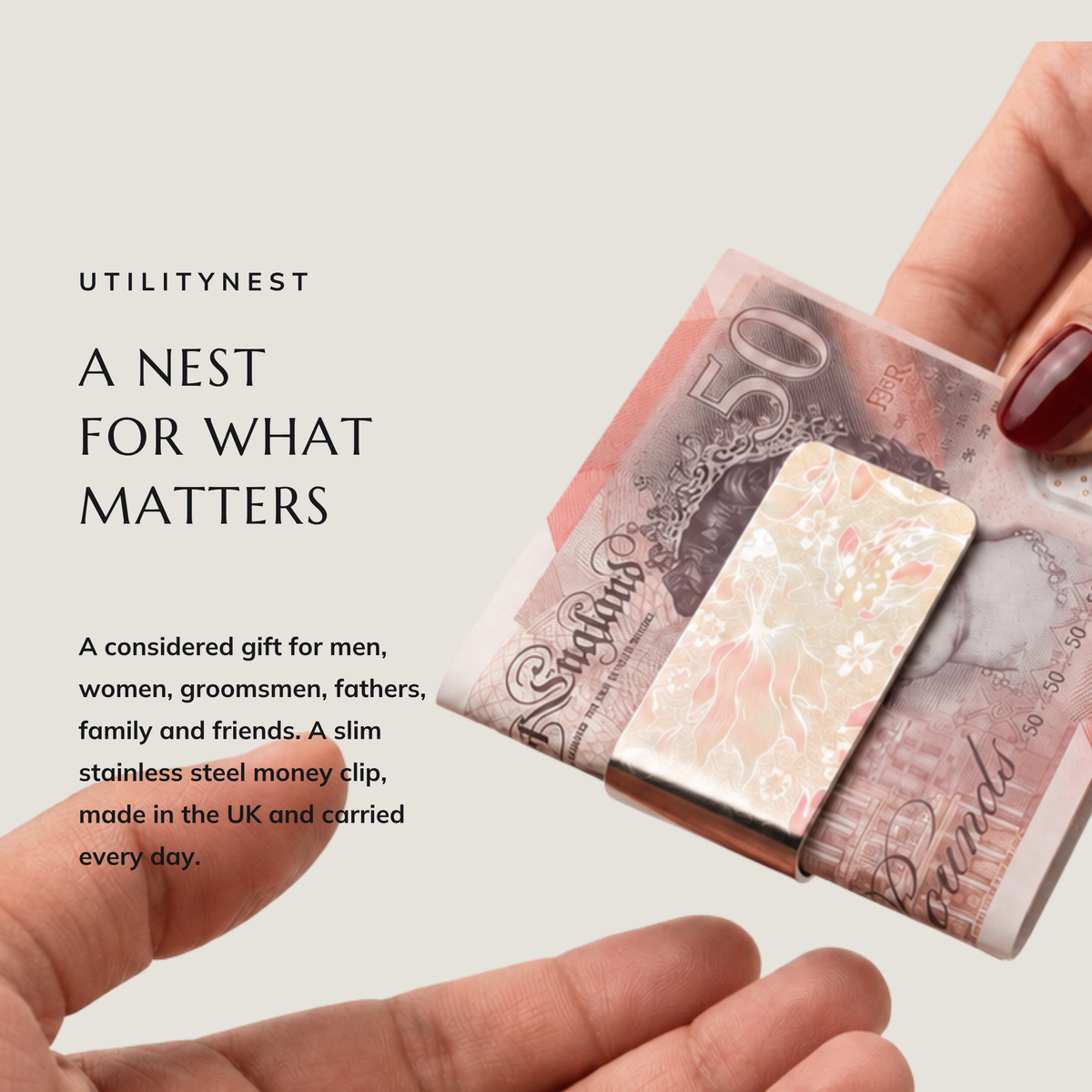 UPSTREAM money clip being given as a gift